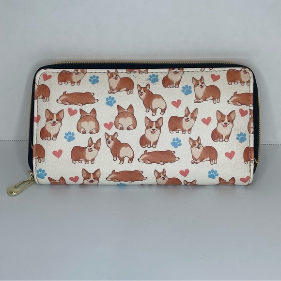 Corgi Print Dog Wallet. Paws and Hearts. Uma Hana. See photo for size. Zipper. - Picture 1 of 6